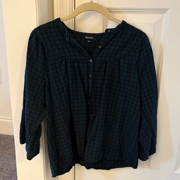 Madewell Tops - Madewell Navy Plaid Blouse